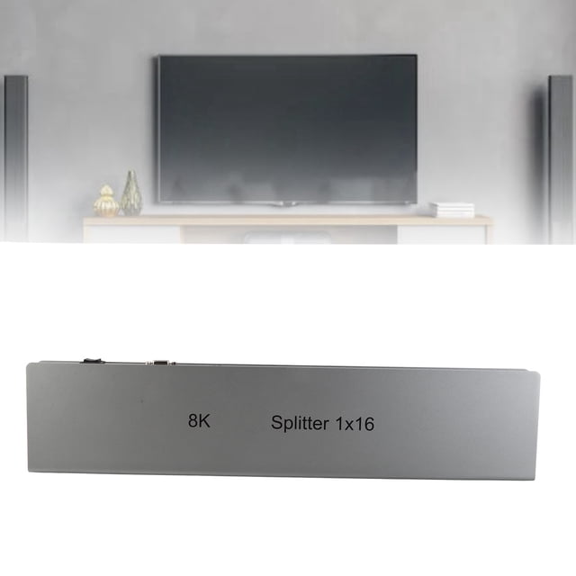8K 1x16 HD Multimedia Interface Video Splitter, LONG DISTANCE TRANSMISSION WIDE COMPATIBILITYHIGH RESOLUTION, with Power Adapter, for Conference Rooms Education Training Center