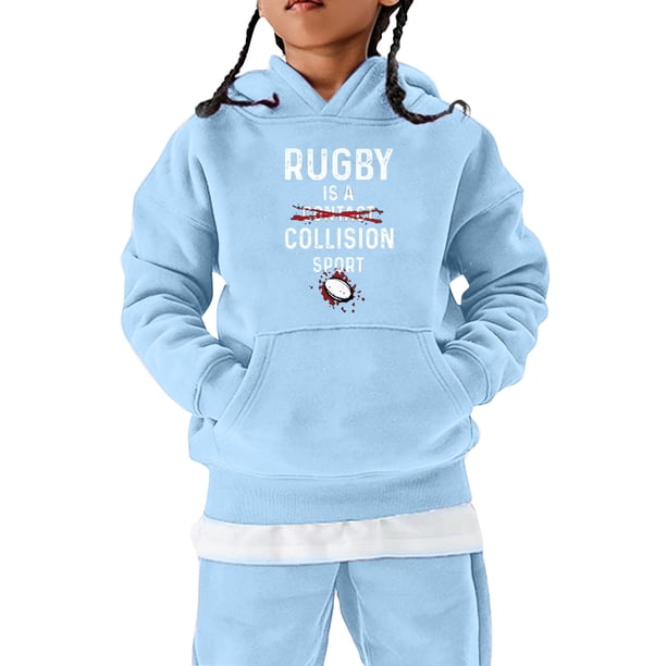 Gibobby Sudadera con capucha para al fútbol americano, para adolescentes, estilo vintage, para jugadores de rugby, deportes, retro, para niños y niñas(Azul, 4-5 Años)
