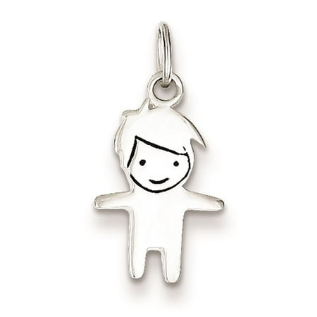925 Sterling Silver Enameled Boy Charm Pendant 22mm x 10mm