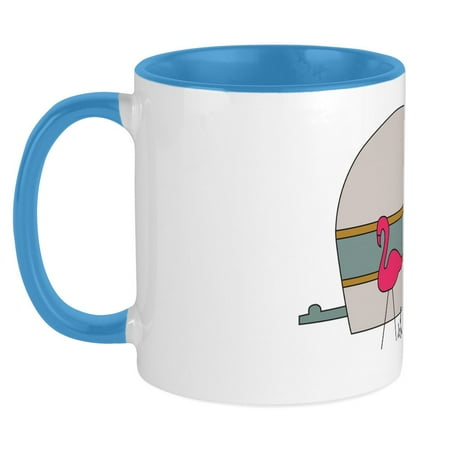 

CafePress - Camper With Flamingo Mug - Ceramic Coffee Tea Novelty Mug Cup 11 oz