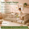 thumbnail image 4 of SESSLIFE Twin Montessori Floor Bed Frame with High Rails and Door, Wood Twin Floor Bed with Slats, Low Profile Kids Bed Frame for Boys Girls, No Box Spring Needed, Natural(No Door), 4 of 8