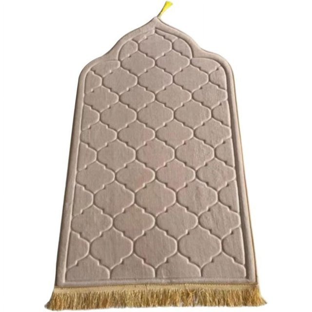 Alfombras de área alfombra de oración acolchada 25,6 x 43,3 pulgadas alfombra de oración musulmana de franela con borlas alfombras de área de deslizamiento irregular para regalo beige