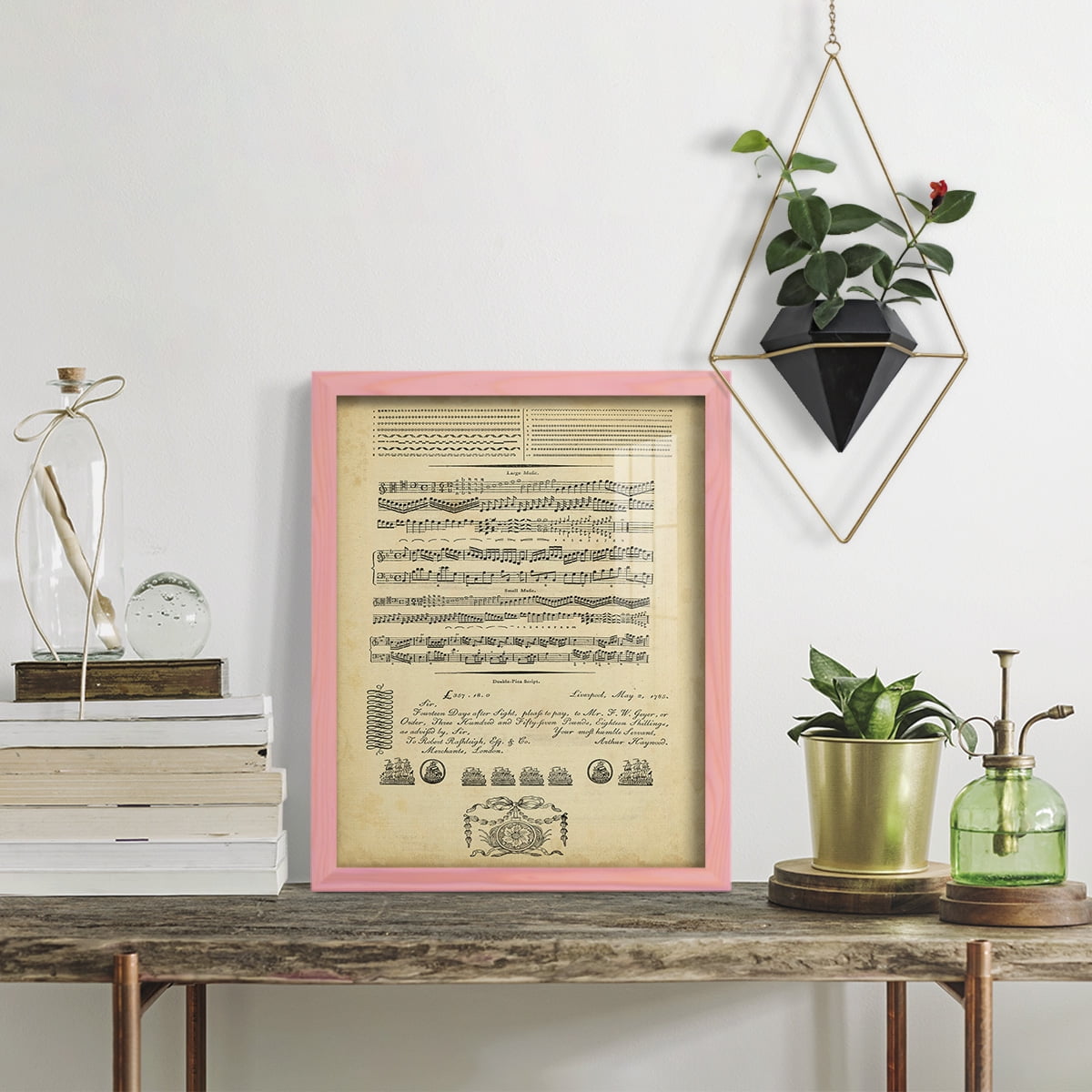 Deckled Encyclopediae V (AS) -Framed Print w/glass-Sunset Pink