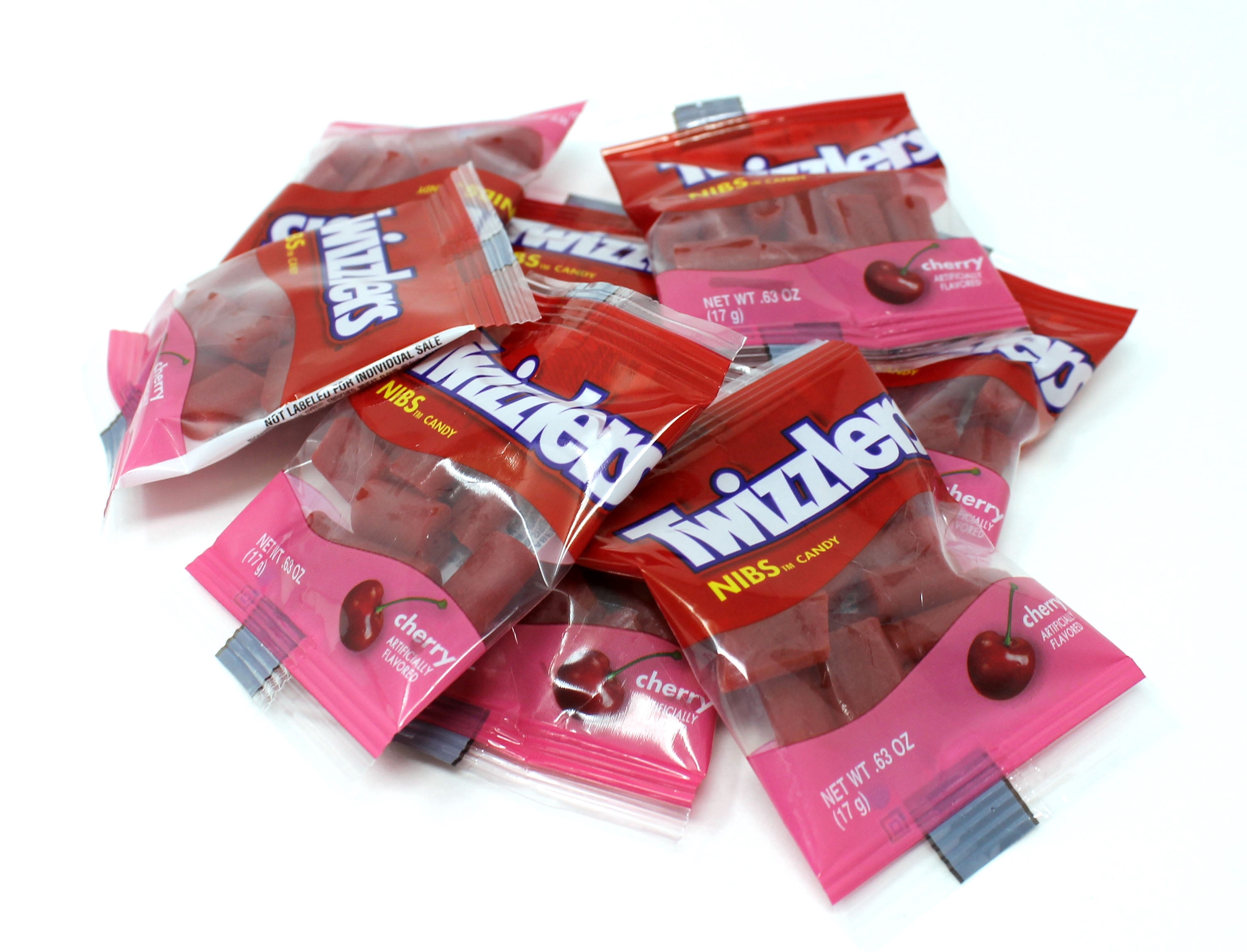 TWIZZLERS Cherry Nibs Candy Snack Size 0.63 Ounce Pouch, 5 pounds bag