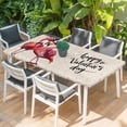 thumbnail image 2 of Valentine's Day Table Cloths for 3 Foot Rectangle Tables, Red Flamingos Roses Love Romance Beige Patio Waterproof Elastic Fitted Tablecloths, Washable Rectangular Table Cover for Camping, 2 of 8