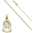thumbnail image 3 of 14k Two Tone Gold Jesus Face Religious Pendant Charm 1 mm Box Necklace Chain (Length - 22''), 3 of 5
