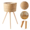 thumbnail image 6 of LEDMOMO Rustic Style Wooden Planter Holder with Woven Flower Pot Rack for Home, 6 of 7