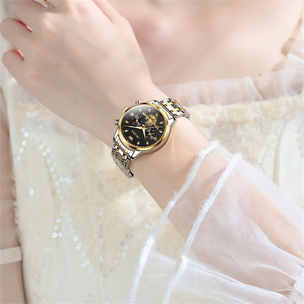 OLEVS Watches for Womens Business Luxury Casual Analog Quartz Diamond Stainless Steel Chronograph Waterproof Luminous ladies Watches Reloj Para Mujer Gold/White/Black/Blue