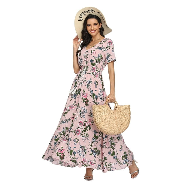 Vestido vintage con estampado floral Maxi Boho Pale Dogwood 2XL