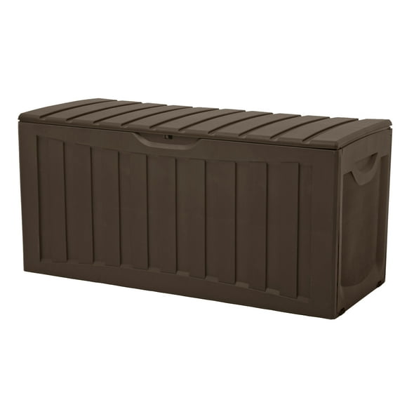 Ram Quality Products 90 Gal Outdoor Locking Storage Bin Deck Box, Brown