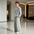 thumbnail image 5 of JFTTX Boys' Baggy Sweatpants Open Bottom Straight Leg Sweatpants for Boys Elastic Waist Drawstring Casual Sweat Pants with Pockets, 5 of 6