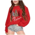 thumbnail image 2 of Boys And Girl Christmas Snowflake Hoodie Winter Warm Xmas Print Pullover Sweatshirts for 8-9 Years, 2 of 3