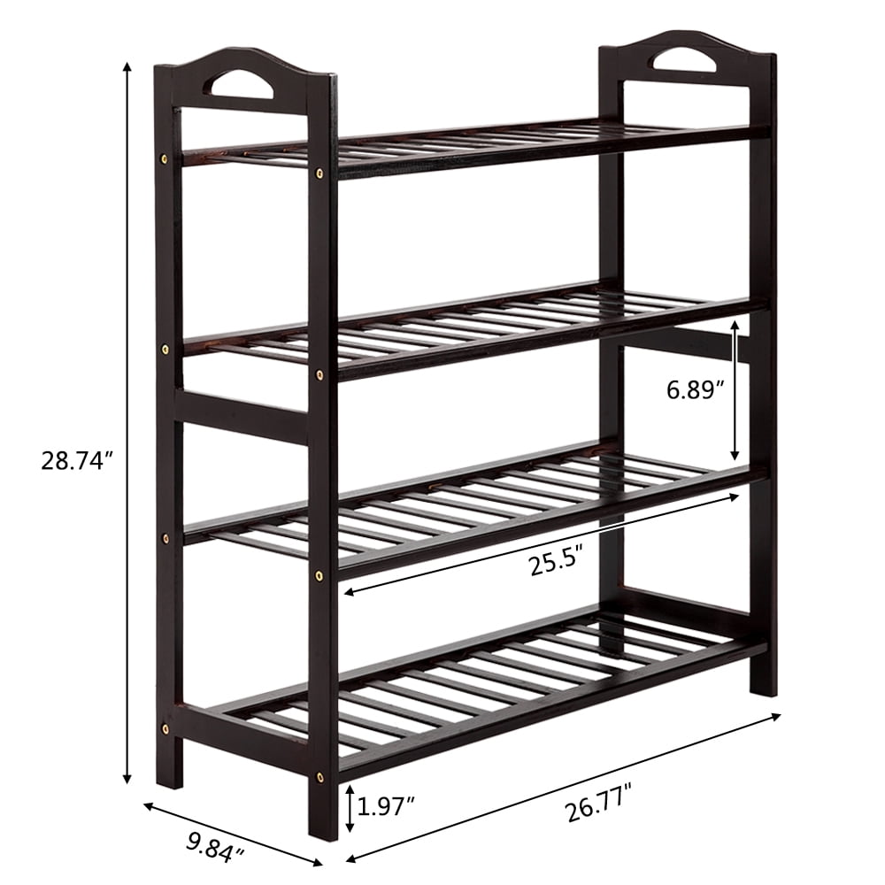 Kepooman 4 Tiers Bamboo Shoe Rack for Entryway, 12-Batten Kepooman 4 Tiers Bamboo Shoe Rack for Entryway, 12-Batten