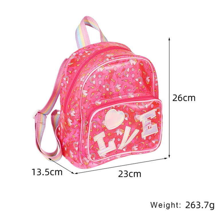 Justice Unicorn Mini Backpack - Girls Clear Holographic Travel Daypack–