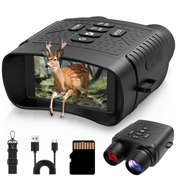 QUNSE Night Vision Goggles for Adults, 30MP 2.5K Night Vision Binoculars with 656FT Range, 7-Level IR, 6X Zoom, 3" HD Screen, Rechargeable for Hunting, Camping & Security