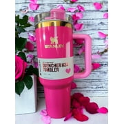 Stanley Cup 40oz with handle Stainless Steel Vacuum Insulated Tumbler Stanley Dupes Copo Termico Stanley ( Pink Rose)