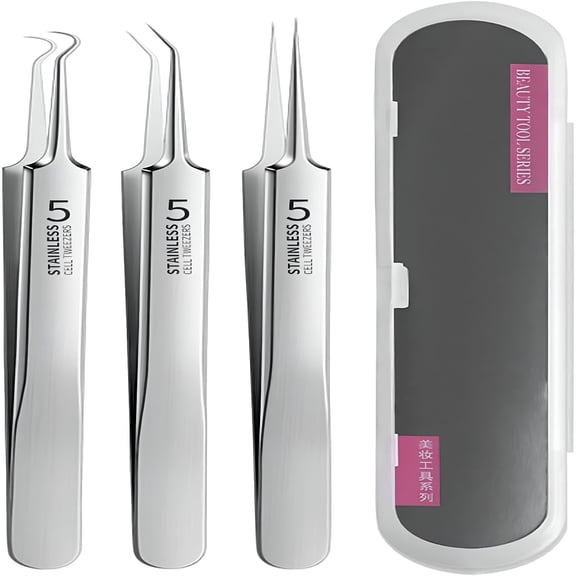 EXLEAF Stainless Steel Blackhead Remover Kit,Professional Tweezers Set B