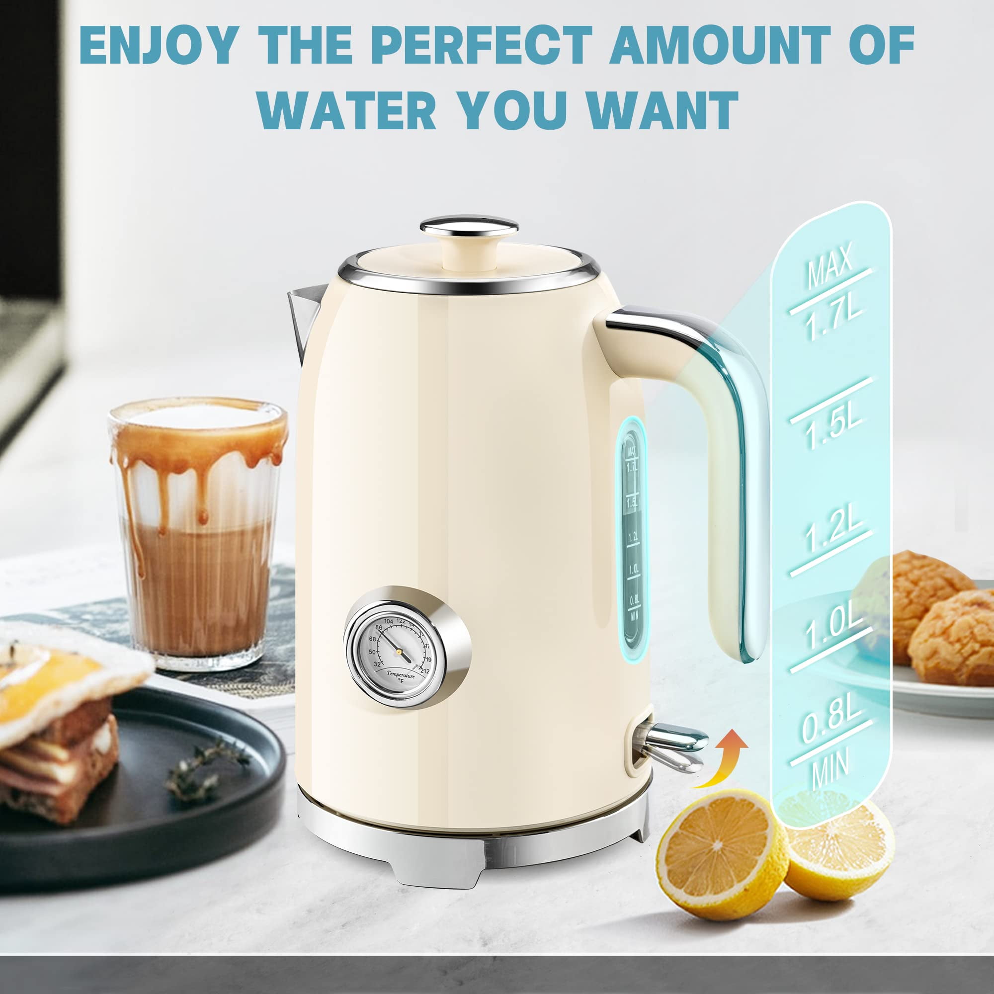 SULIVES Electric Hot Water Kettle with Temperature Gauge 