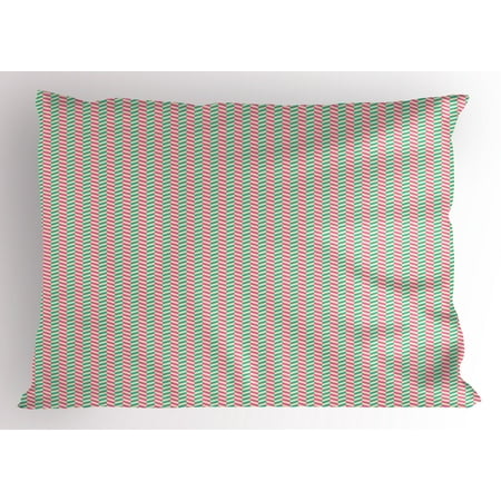 - Geometric Pillow Sham Vertical White Stripes Different Colored Diagonal Lines Repeating Pattern, Decorative Standard Size Printed Pillowcase, 26 X 20 Inches, White Teal Pink, by Ambesonne