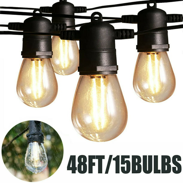 48ft Outdoor String Lights Patio, Commercial Grade Heavy Duty Outdoor String Lights