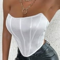 thumbnail image 4 of XFLWAM Corset Top Strapless Open Back Boned Bustier for Women Party Trendy Clubwear Crop Tops White S, 4 of 7