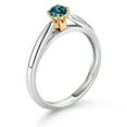 thumbnail image 3 of Gem Stone King 0.22 Ct Round London Blue Topaz 10K White and Yellow Gold Solitaire Engagement Ring (Size 6), 3 of 4