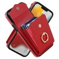 thumbnail image 6 of Wallet Case Compatible with iPhone 13 Pro Max, Case with Card Holder,with a strap, RFID Blocking Leather Cover 360°Rotation Ring Kickstand Protective Bumper Designed for Apple iPhone 13 Pro Max,Red, 6 of 10