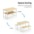 thumbnail image 4 of PORKISS Dining Table Set with 2 Benches, 3 Piece Wood Dining Room Table Set with Metal Frame, Industrial Style Dinette Set for Kitchen Breakfast Nook, Heavy Duty Dinner Table Set for 4, White&Natural, 4 of 9