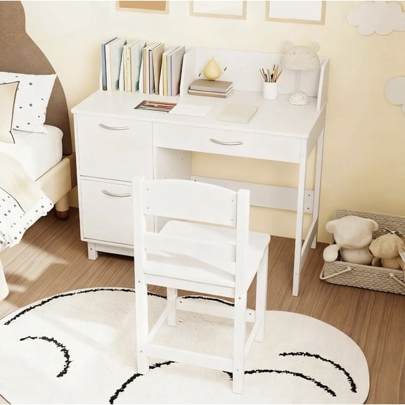 DRAZUNO Kids Art Table and Chair Set w/ Easel & Chair Whiteboard & Chalkboard Paper Roll