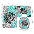 thumbnail image 3 of Black Turquoise and Gray Floral Pattern Bathroom Rugs Sets 3 Piece,Toilet Cover Set,Absorbent Non Slip Bathroom Mats Sets with U-Shaped Contour Rug Toilet Rug Set, 3 of 5
