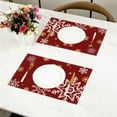thumbnail image 6 of cpengpj Christmas Snowflake Placemats Polyester Insulated Heat Resistant Table Mats, Red White Festive Dinner Party Decor for Holiday Table Setting, 45x30cm Durable Cloth Dining Accessories, 6 of 6