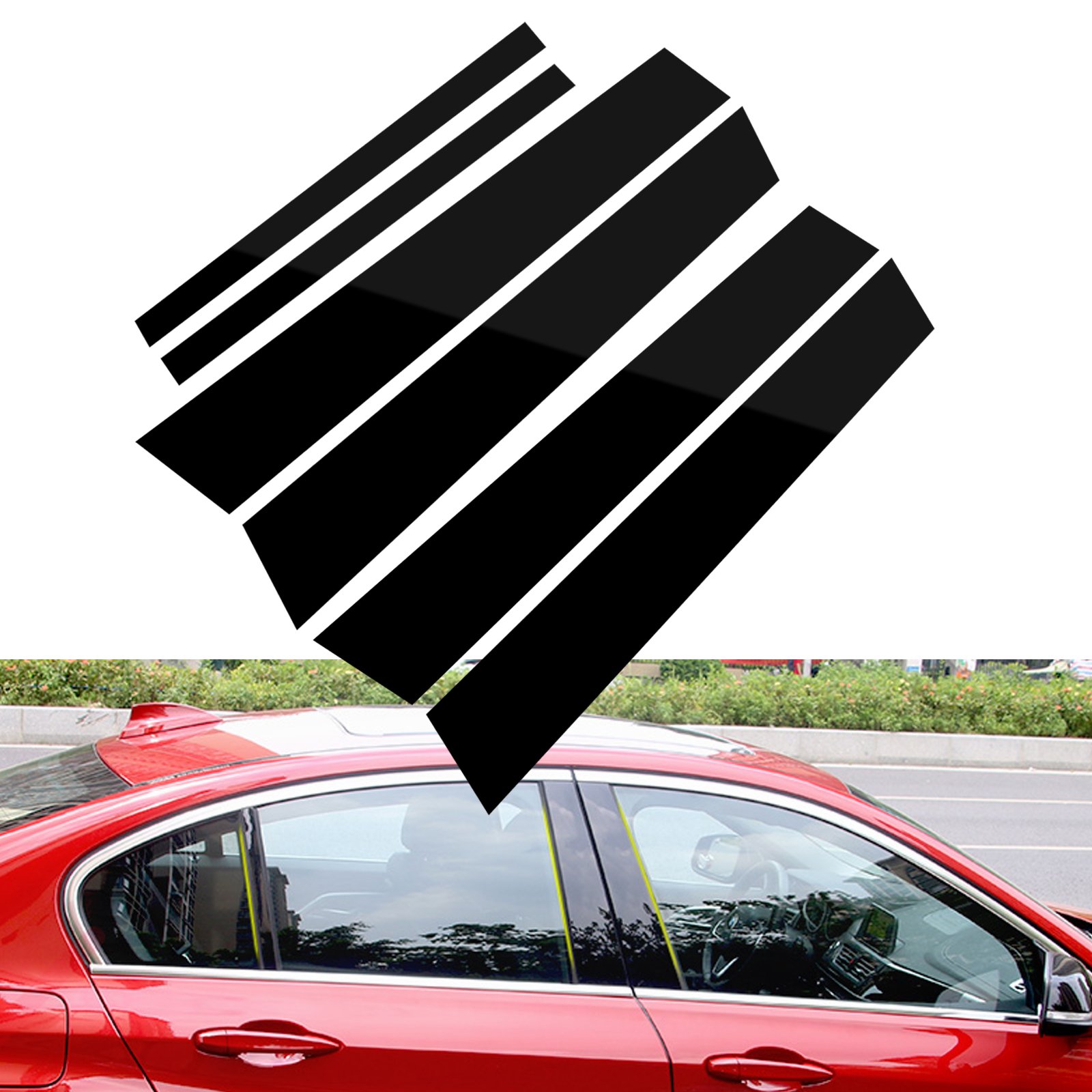 330i Window Sticker Xotic Tech Door Window Trim Pillar Post Blackout Overlay Pre-cut ...