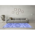 thumbnail image 3 of Ahgly Company Machine Washable Indoor Round Abstract Blue Modern Area Rugs, 3' Round, 3 of 4