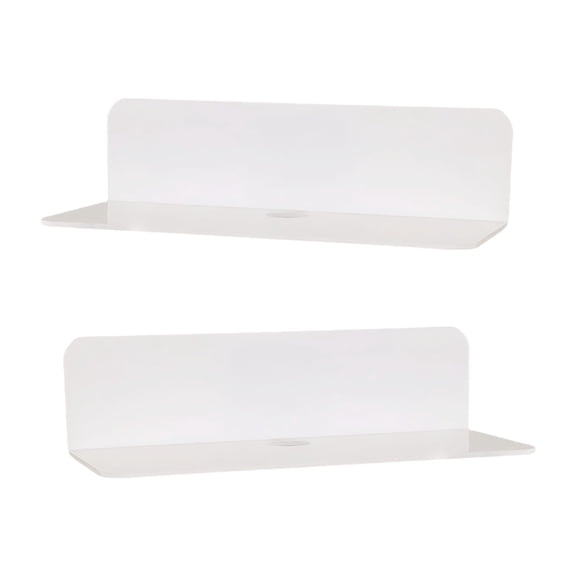 2 Pieces Metal Floating Shelves Set Wall Mounted Storage Organizers Strong Adhesive Backing For Bedroom Living Room Decoration
