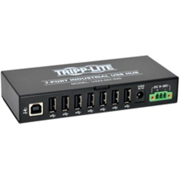 Tripp Lite 7-Port Rugged Industrial USB 2.0 Hi-Speed Hub with 15KV ESD Immunity & Metal Case Mountable