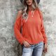 thumbnail image 3 of Suéter de mujer de manga larga de Color puro suelto cómodo transpirable suéter femenino fuera del hombro Top naranja XL, 3 of 6