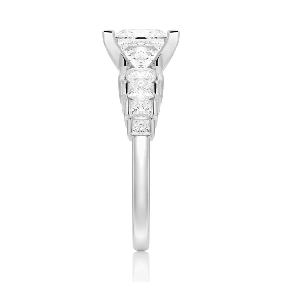 4CT Princess Cut Moissanite Diamond Prong set Engagement Ring for Women, 10K White Gold, US 10.5