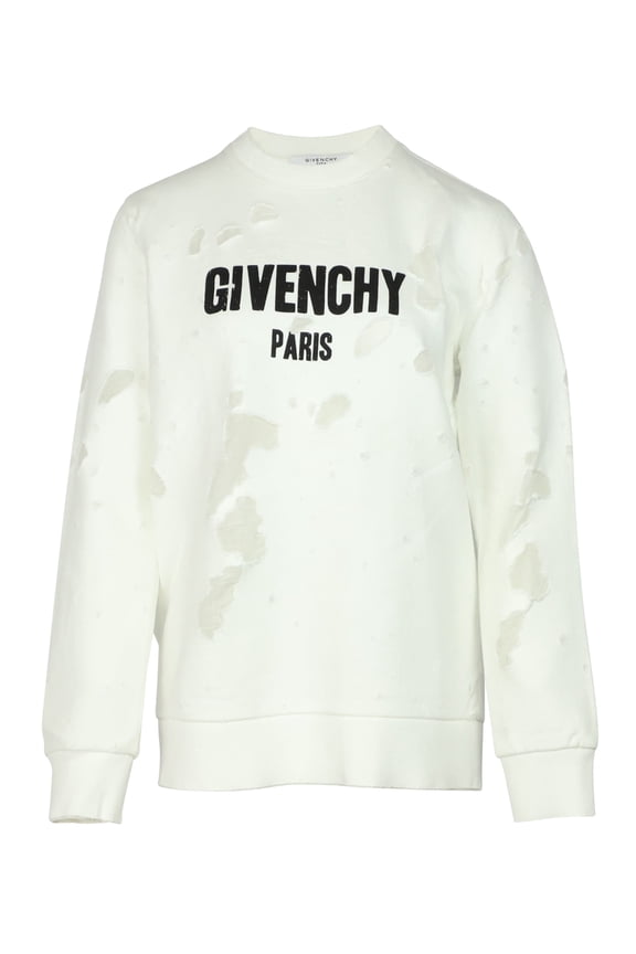 Pre-Owned Givenchy Distressed Sweatshirt in White Cotton
