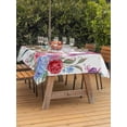 thumbnail image 3 of Outdoor Tablecloth with Umbrella Hole for Patio/Picnic/Party/Camping, Pink Spring Floral Waterproof Table Cloth Rectangle Table Cover Washable, Watercolor Birds Farmhouse Elegant (60"x 102"), 3 of 9