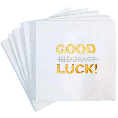 Funny Good Luck Cocktail Napkins - 50 Pack - Farewell, Going Away, Coworker Leaving, Retirement Party Decorations Supplies, Sarcastic Good Riddance Humor