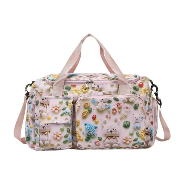 Bolso deportivo de gimnasio de gran capacidad, bandolera, bolso de baile para niñas, para acampar Rosa