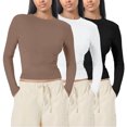 thumbnail image 1 of Ensemble de 3 Pcs pour Femme T-Shirt de Compression Long pour Femmes T-Shirt à Manches Chemise Basique Courte Superposition T-Shirt à Manches Longues Version pour Femme du Haut pour Sortir sous-Vêtements de Mode d'Automne Couche Coupe Ajustée Version du Haut, 1 of 3