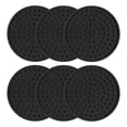thumbnail image 1 of Posavasos de silicona redondos de color negro ckepdyeh (juego de 6), antideslizantes, perfectos para hogares y bares, 1 of 8