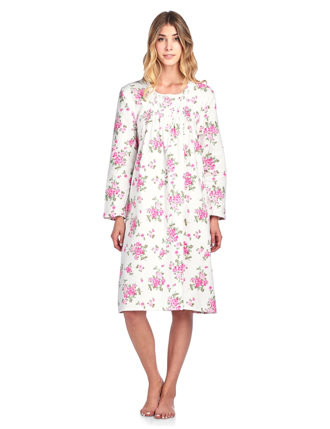 Flannel Floral Long Sleeve Nightgown 