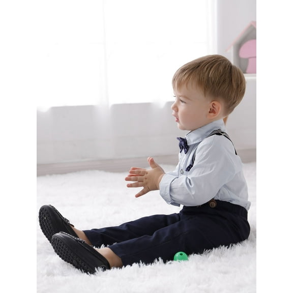 CARETOO Toddler Boy Suits Outfit 1-6T Toddler Baby Boy Formal Dress Shirt Suspender Pants Bowtie 3PCS Baptism Church Clothes