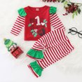 thumbnail image 2 of Mercatoo Toddler Baby Girl 1st Christmas Outfits Set Long Sleeve Sweatshirt Top and Striped Flare Pants Kids Clothes, 2 of 6