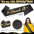 thumbnail image 6 of AYUQI 16th Birthday Decorations, 16th Birthday Gifts for Girls, 16th Birthday Sash, Gold Birthday Crown, Balloons, Cake Topper, Keyring, 6 of 8