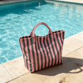 thumbnail image 7 of Striped Beach Tote Bag, Large Capacity Waterproof Striped Shoulder Handbag, Lightweight Reusable Grocery Shopping Bag, Casual Multicolor Stripe Carry Bag for Travel Pool Picnic Daily Outdoor Use, 7 of 7