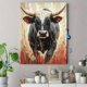 thumbnail image 4 of Qisvanset 12x16 Inch Charging Bull Canvas Wall Art, Dynamic Fiery Wildlife Painting Rustic Strength Style Wall Decor for Living Room, 4 of 8