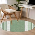 thumbnail image 6 of Vintage Green Striped Round Rug 4ft Washable Circle Entryway Rugs Non Slip Farmhouse Modern Stripes Boho Texture Area Rug Indoor Carpet for Bedroom Kitchen Living Room Office Dining Room Nursery, 6 of 9